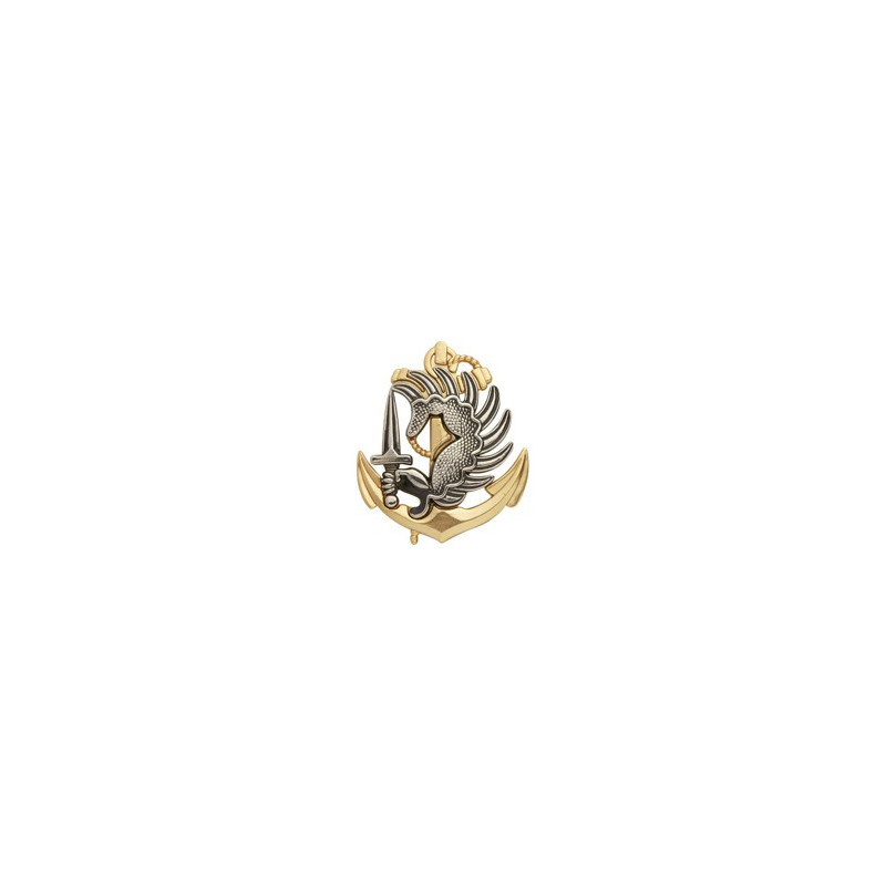 Insigne de beret argenté/doré Troupes Aéroportées de Marine