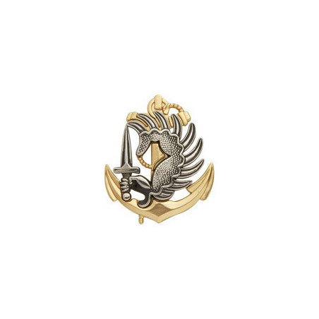 Insigne de beret argenté/doré Troupes Aéroportées de Marine