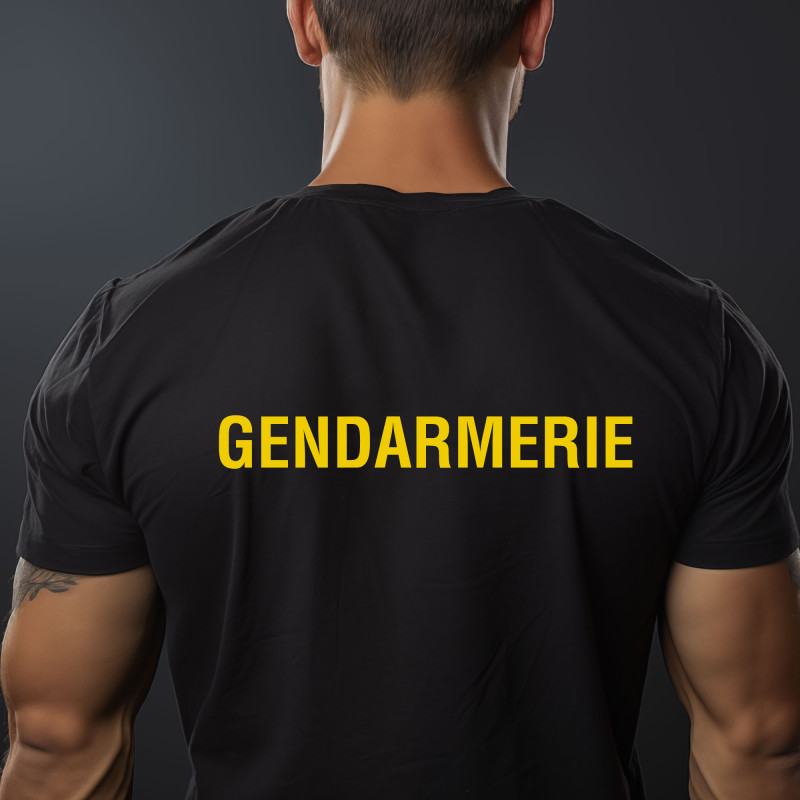 Tee-shirt noir imprimé Gendarmerie – coton confortable