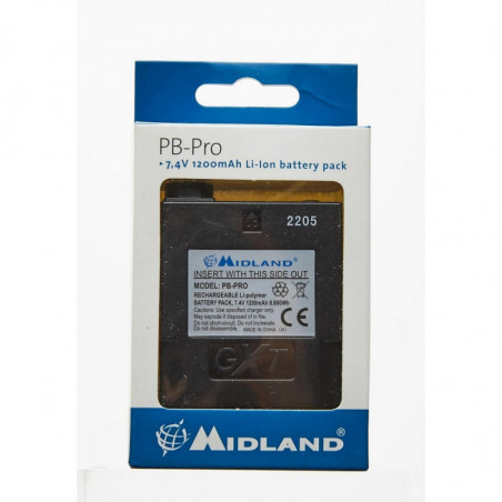 Midland PB-Pro C1148, Pack Batterie pour Midland G7 Pro, 1200mAh (7,4 V), Pack Batterie pour Talkie Walkie