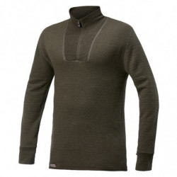 Chemise col cheminée Zip TurtleNeck pine green 400 Ullfrotté Woolpower
