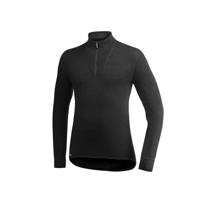 Chemise col cheminée Zip TurtleNeck 400 Ullfrotté Woolpower noire