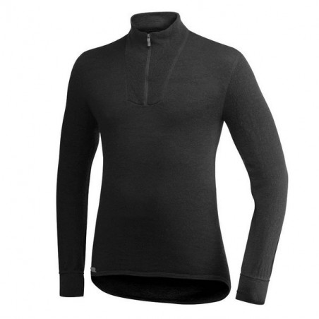 Chemise col cheminée Zip TurtleNeck 400 Ullfrotté Woolpower noire