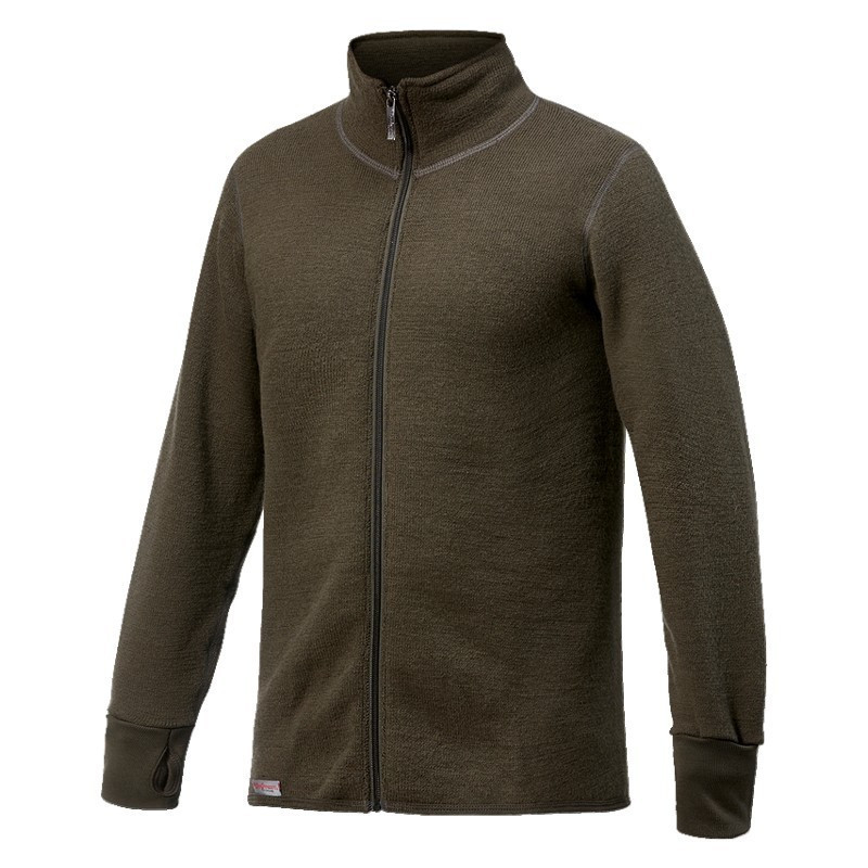 Veste "Full Zip Jacket" 400 Pine Ullfrotté Woolpower Verte