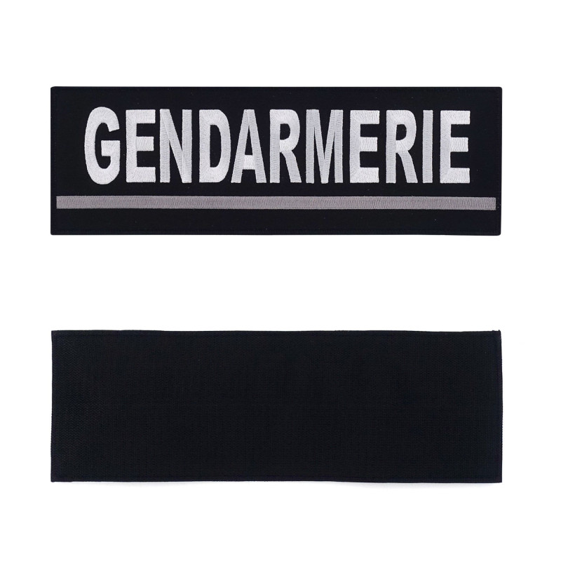 Bandeau Gendarmerie Brodé 30x10cm - Auto-agrippant - Code Couleur