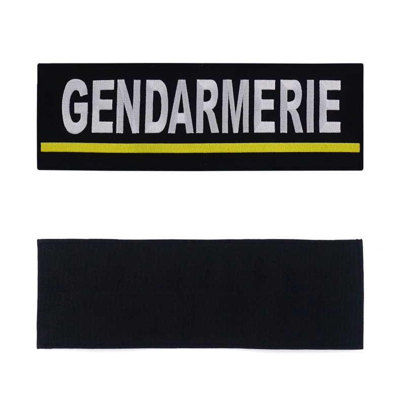 Bandeau Gendarmerie Brodé 30x10cm - Auto-agrippant - Code Couleur
