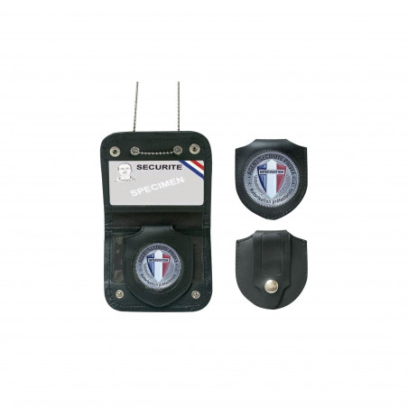PORTE CARTE AVEC CHAINE et MEDAILLE AGENT SECURITE PRIVEE