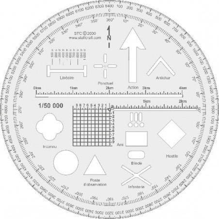 Rapporteur circulaire tactique Topographie
