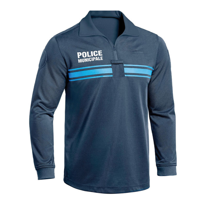 Polo manches longues Police Municipale P.M. ONE Bleu Marine – Uniforme agent