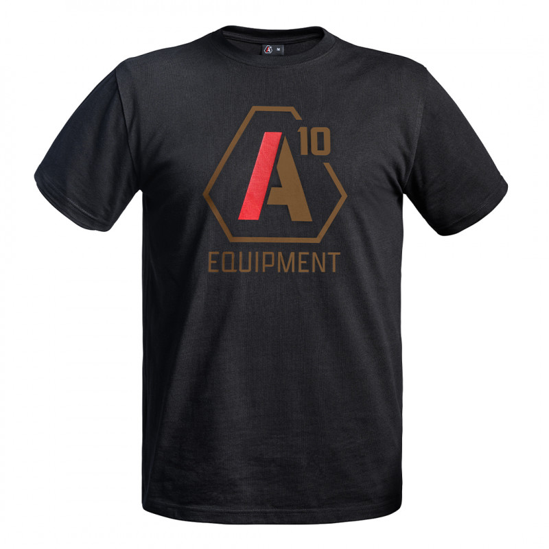 T-shirt SIGNATURE noir logo tan/rouge – A10 Equipment