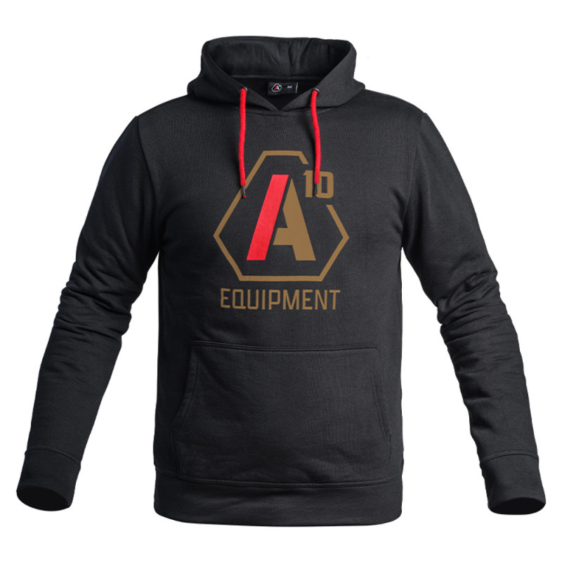 Hoodie SIGNATURE noir logo tan/rouge – A10 Equipment