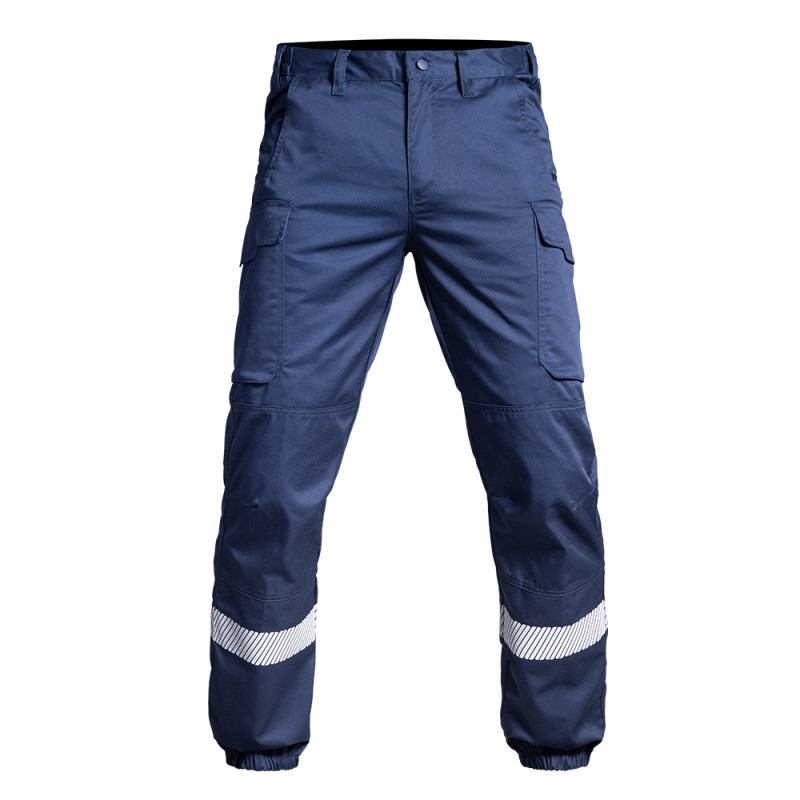 Pantalon SÉCU-ONE bas élastiqué HV-TAPE bleu marine – visibilité et résistance