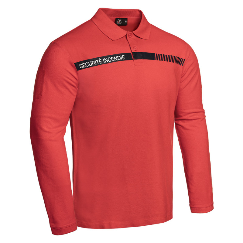 Polo SÉCU-ONE manches longues Sécurité Incendie rouge – confort professionnel Polo SÉCU-ONE manches longues Sécurité Incendie rouge – confort professionnel