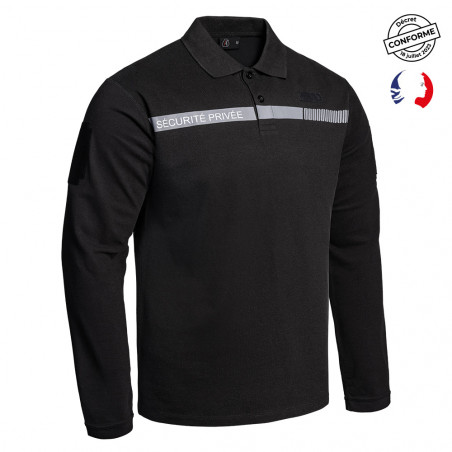 Polo SÉCU-ONE manches longues Sécurité Privée noir