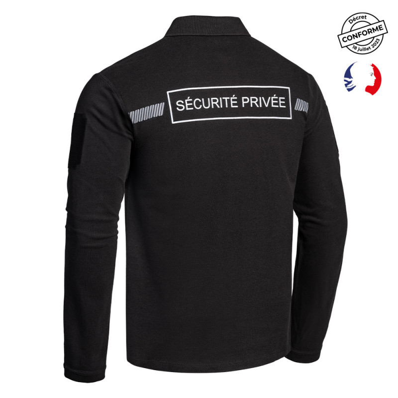 Polo SÉCU-ONE manches longues – Sécurité Privée noir rétro-réfléchissant Polo SÉCU-ONE manches longues – Sécurité Privée noir rétro-réfléchissant