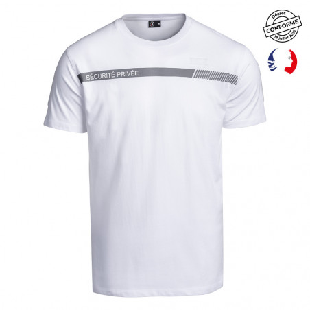 T-shirt SÉCU-ONE Sécurité Privée – blanc rétro-réfléchissant coton