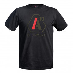 T-shirt SIGNATURE noir logo vert olive/rouge – A10 Equipment