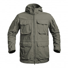Veste longue FIGHTER vert olive – Ripstop 5.0, capuche amovible & poches multiples