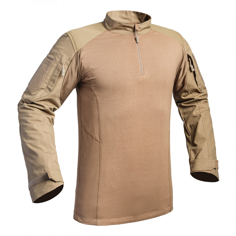 Chemise UBAS V2 FIGHTER tan — Ripstop 5.0, manches renforcées, coupe ergonomique