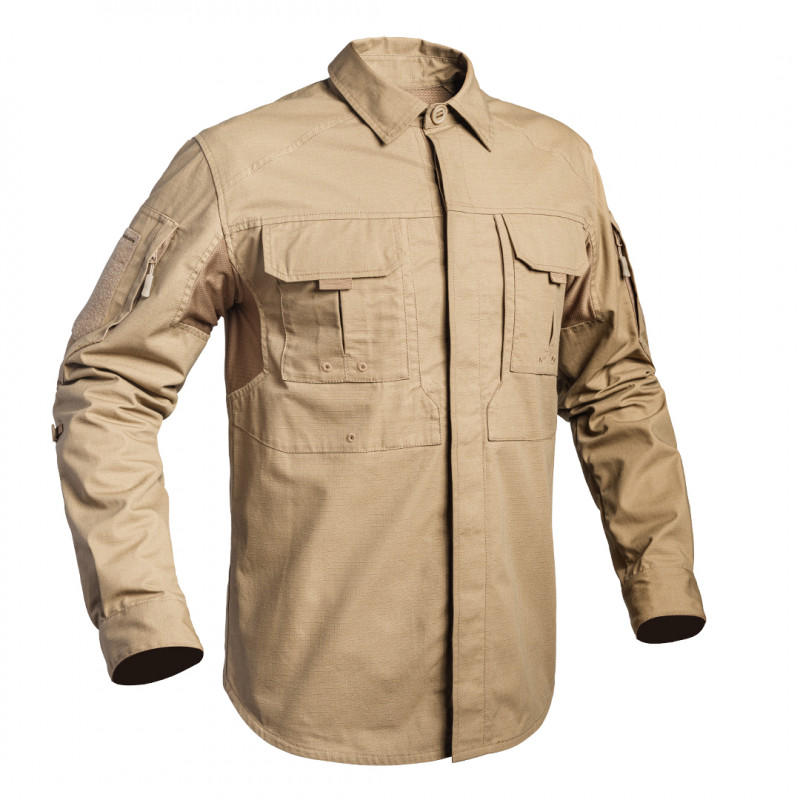 Chemise FIGHTER tan — Ripstop 5.0, poches multiples, coupe ergonomique Chemise FIGHTER tan — Ripstop 5.0, poches multiples, coupe ergonomique