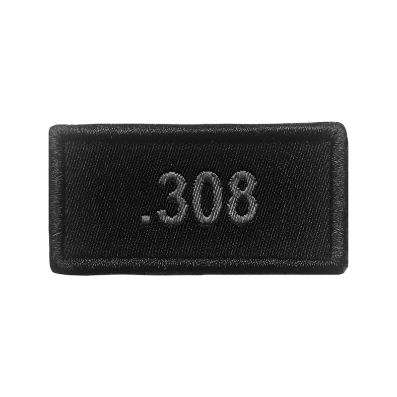 Patch Calibre .308 brodé gris sur fond noir – écusson velcro Patch Calibre .308 brodé gris sur fond noir – écusson velcro