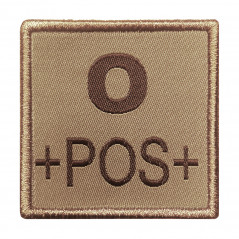 Patch “Groupe sanguin O” brodé tan — identification médicale & équipement tactique