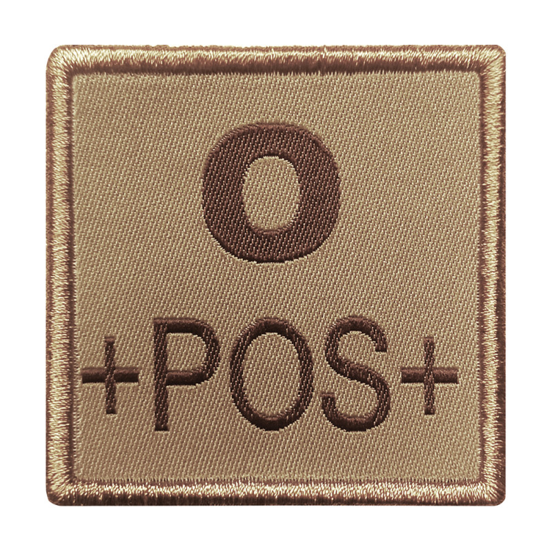 Patch “Groupe sanguin O” brodé tan — identification médicale & équipement tactique