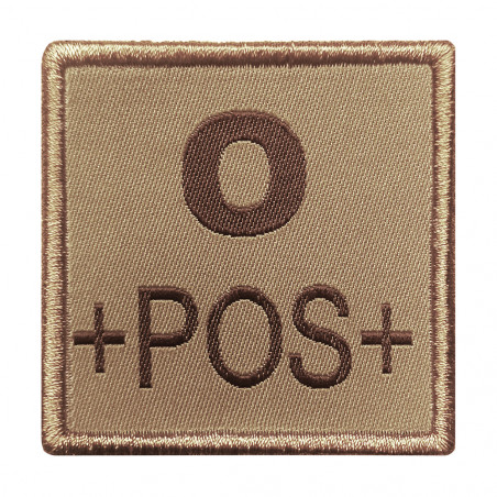 Patch “Groupe sanguin O” brodé tan — identification médicale & équipement tactique