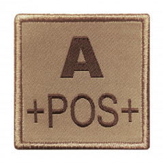 Patch “Groupe sanguin A” brodé tan — identification médicale & équipement outdoor