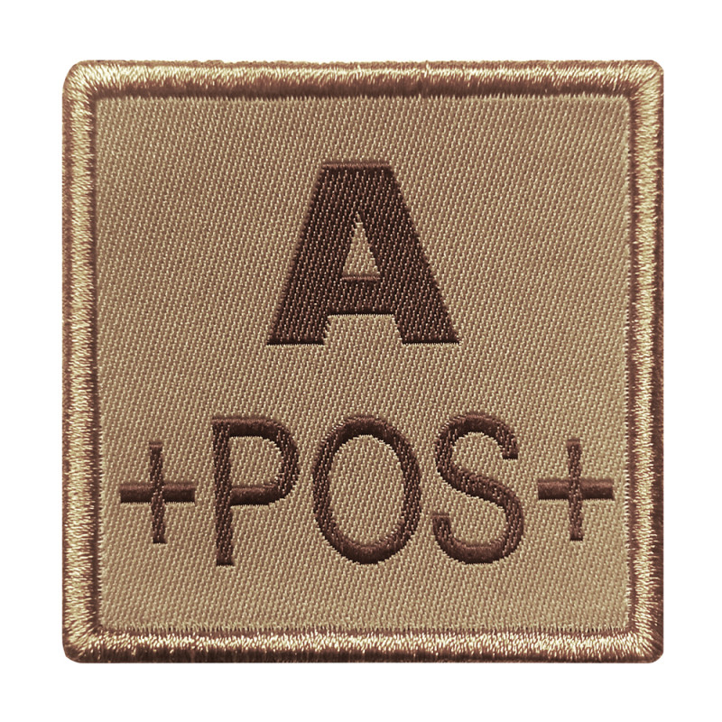 Patch “Groupe sanguin A” brodé tan — identification médicale & équipement outdoor