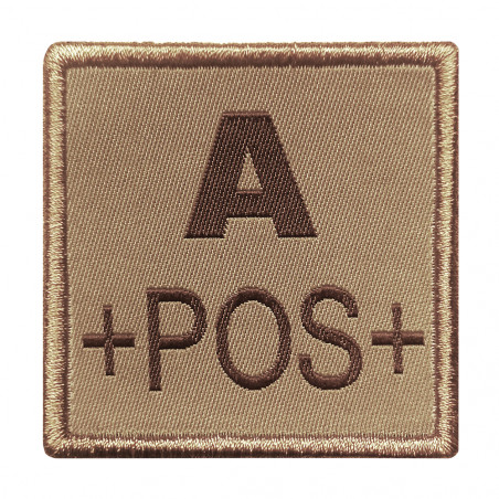 Patch “Groupe sanguin A” brodé tan — identification médicale & équipement outdoor
