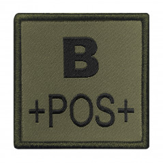 Patch “Groupe sanguin B” brodé vert olive — identification médicale & équipement