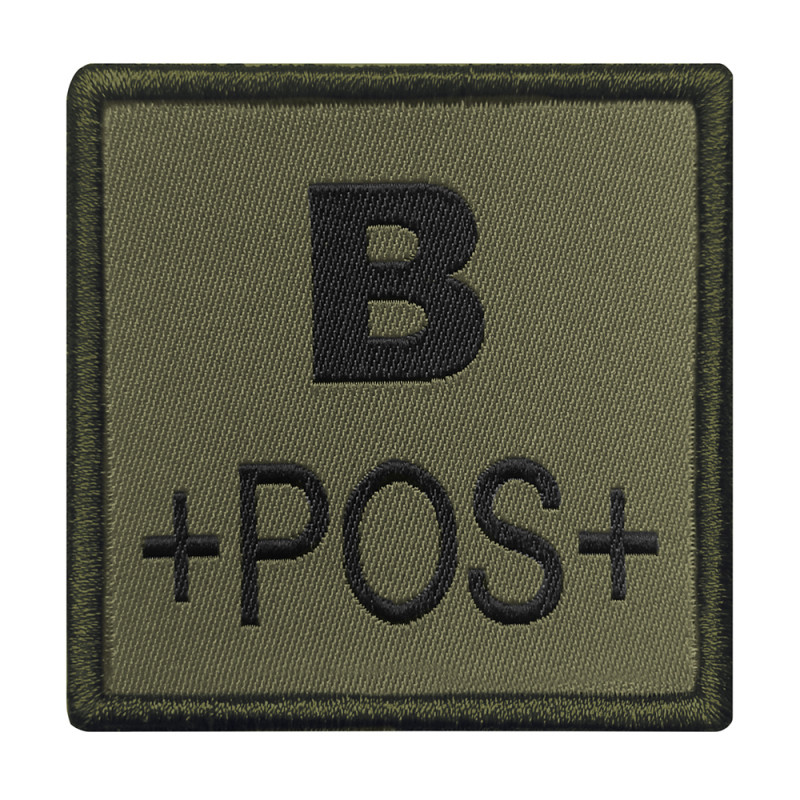 Patch “Groupe sanguin B” brodé vert olive — identification médicale & équipement
