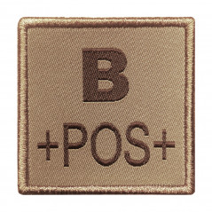 Patch “Groupe sanguin B” brodé tan — identification médicale & équipement outdoor