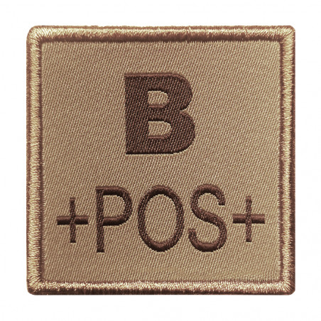 Patch “Groupe sanguin B” brodé tan — identification médicale & équipement outdoor