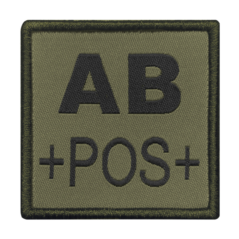 Patch groupe sanguin AB- brodé vert olive – identification rapide