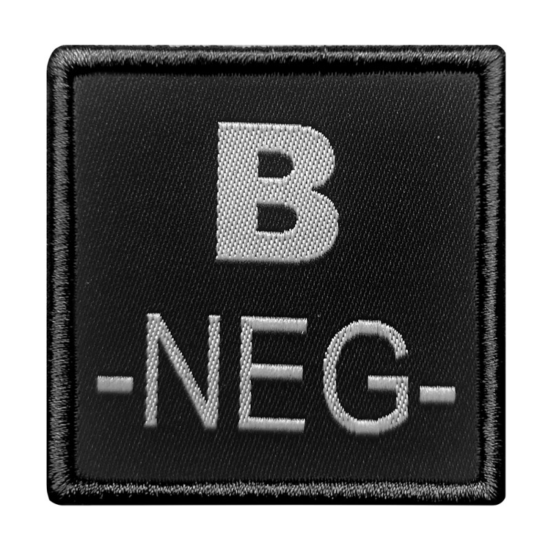 Patch groupe sanguin B- brodé noir Patch groupe sanguin B- brodé noir
