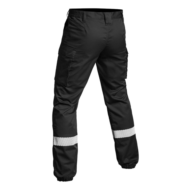 Pantalon SÉCU-ONE bas élastiqué HV-TAPE noir – visibilité et résistance