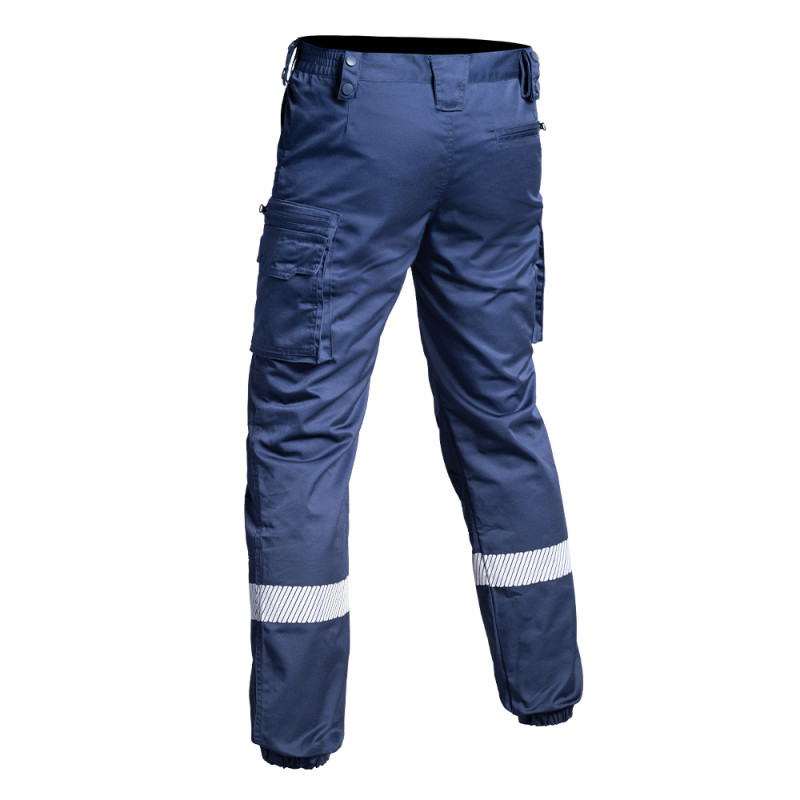 Pantalon V2 SÉCU-ONE bas élastiqué HV-TAPE bleu marine