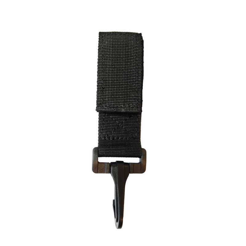 Porte-clés mousqueton SÉCU-ONE noir – fixation velcro ceinture – nylon robuste