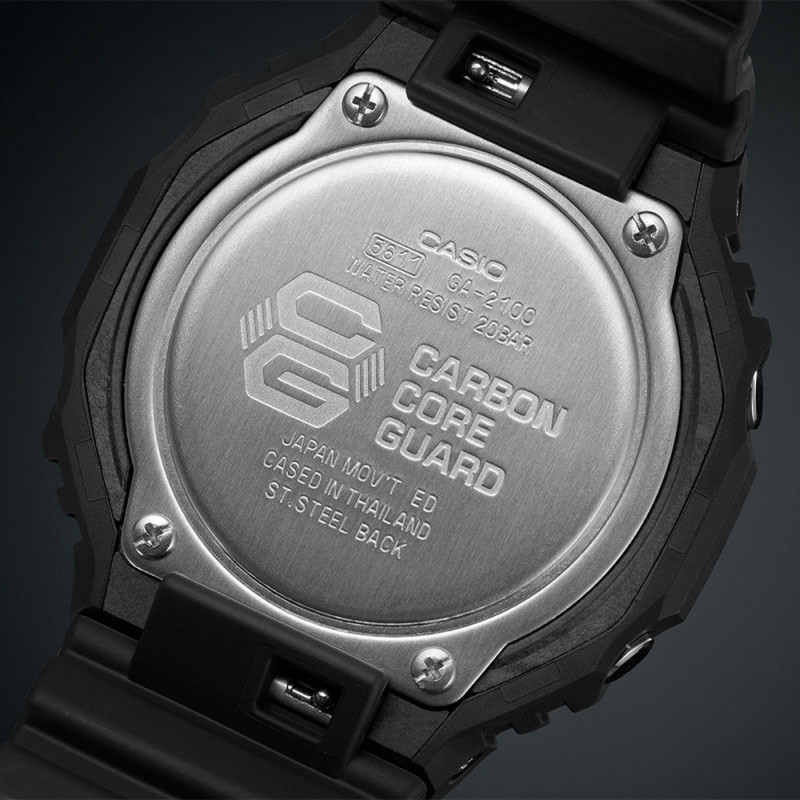 Montre G-SHOCK GA-2100 Noir – boîtier 48,5×45,4×11,8 mm, étanchéité 20 bars