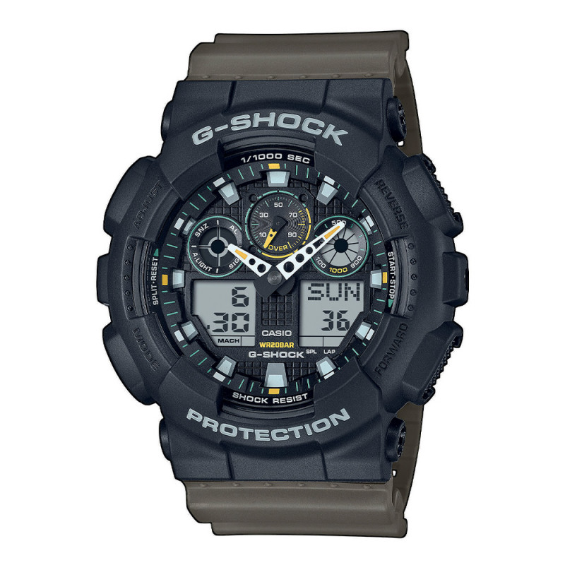 Montre Casio G-Shock GA-100 noir & bleu – robuste & étanche 20 bar