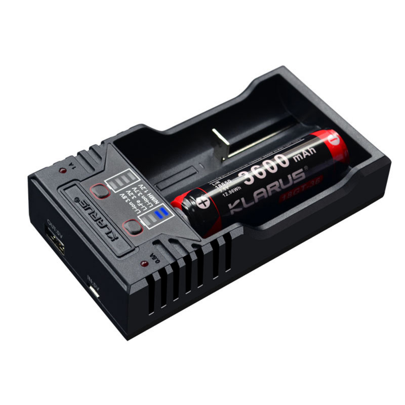 Chargeur double K2 2 en 1 pour batteries rechargeables 18650/16340/14500