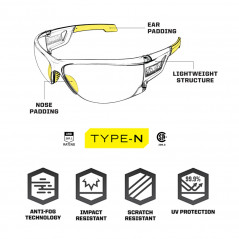 Lunettes de protection balistique Type-N écran fumé