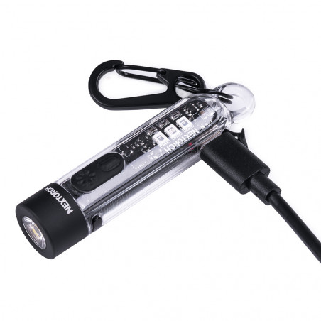 Lampe porte-clés rechargeable multifonctions K40 – éclairage blanc, rouge, bleu et UV, 700 lumens