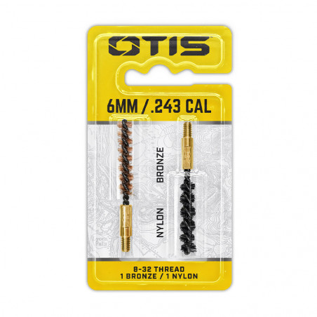 Lot de 2 brosses de nettoyage pour arme calibre .250 .257 .243 / 6 mm