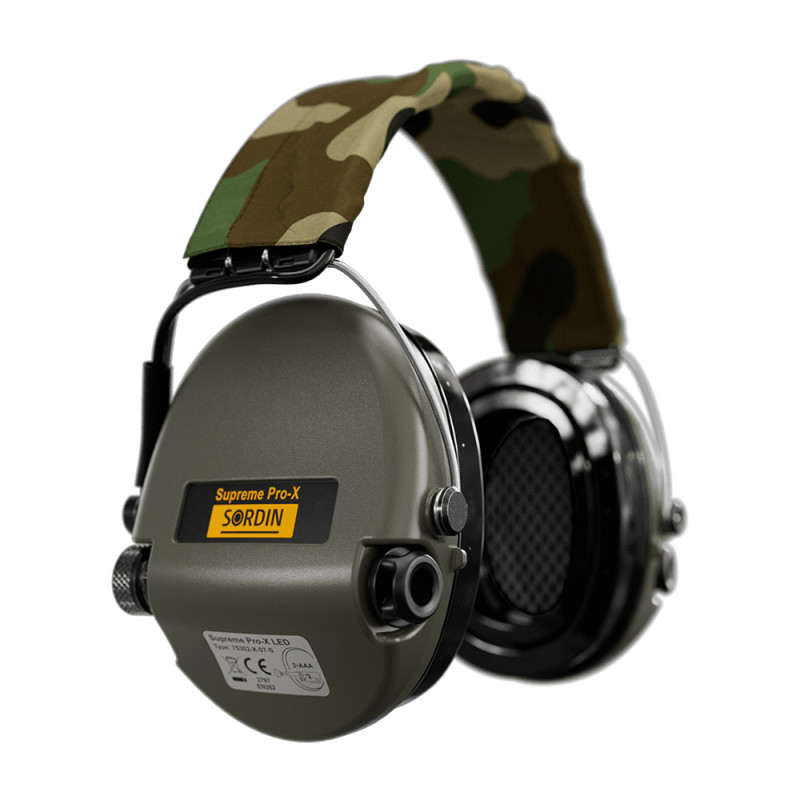 Casque anti-bruit Suprême Pro-X LED vert olive serre-tête tissu Casque anti-bruit Suprême Pro-X LED vert olive – protection audi