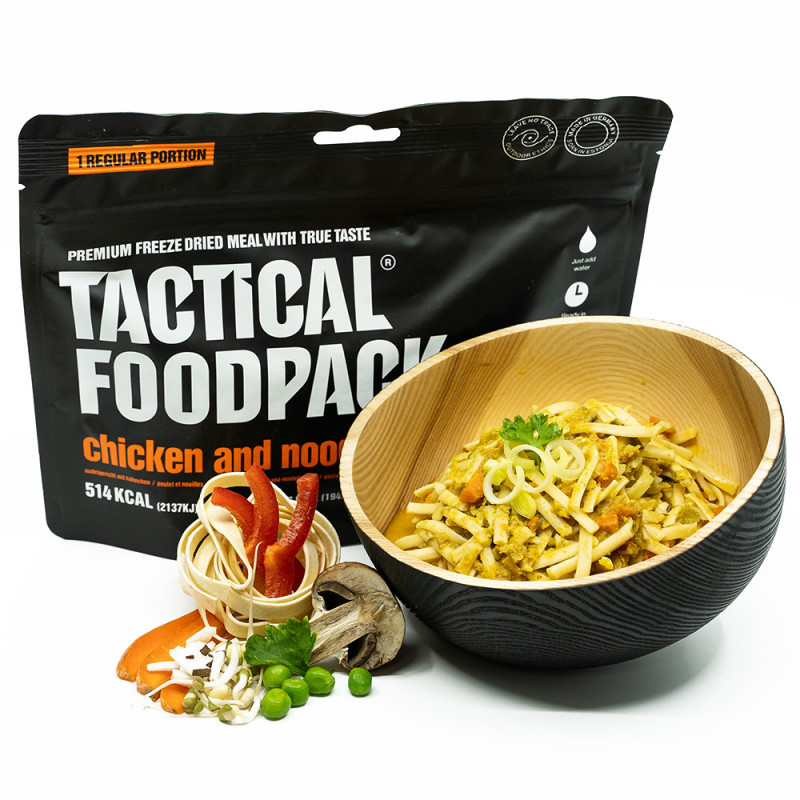 Ration de survie nouilles au poulet — repas lyophilisé prêt Ration de survie nouilles au poulet — repas lyophilisé prêt