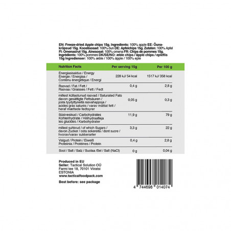 Chips de pomme lyophilisées Tactical Foodpack – snack fruité outdoor