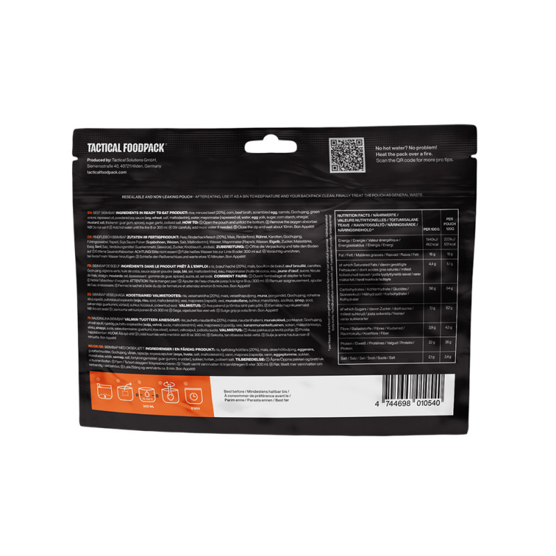 Ration de survie Bibimbap de bœuf – repas d’urgence prêt à consommer